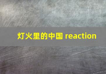 灯火里的中国 reaction